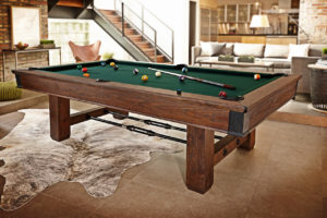 Brunswick Canton Pool Table in Black Forest in Cozy Game Room