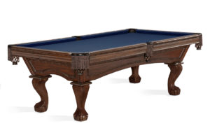 Brunswick Billiards Glenwood Pool Table Tuscana Ball and Claw Fringe Blue Cloth