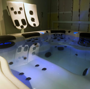 Bullfrog Spas Jetpaks in the Test Soak Hot Tub Room