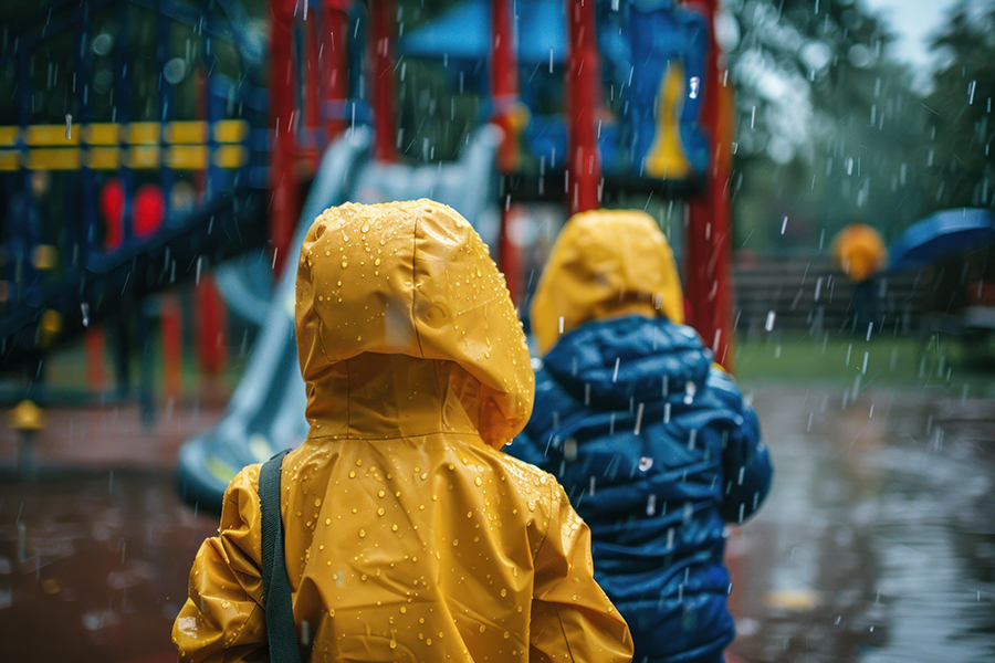 Kids Playing Enjoying Outside Play no Matter what the weather is