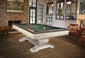 Brunswick Billiards Mackenzie Pool Table - Linen and Olive in Room