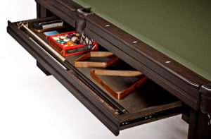 Brunswick Billiards Oakland II Pool Table in Espresso Drawer Open