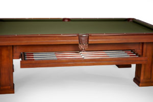 Brunswick Billiards Oakland II Pool Table with Drawer in Chestnut - side view