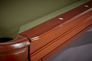 Brunswick Billiards Oakland II Pool Table in Chestnut Rail Detail