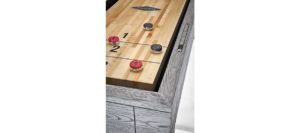 Brunswick Billiards Shuffleboard in Rustic Gray Top Corner View