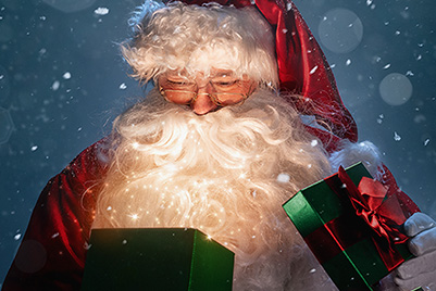 Santa opening Magic Gift