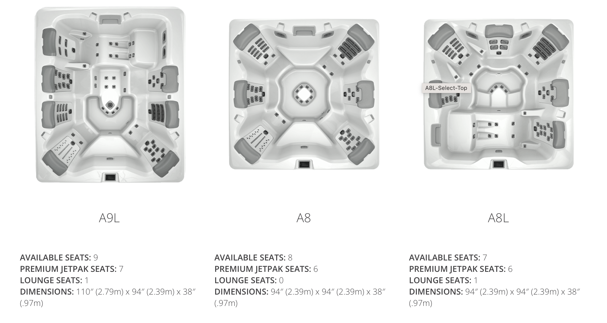 2023 Bullfrog Spas A9L, A8 and A8L