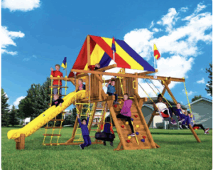 Rainbow Castle Swing Set Pkg 2 Feature Model available at Skillful Home | Maine
