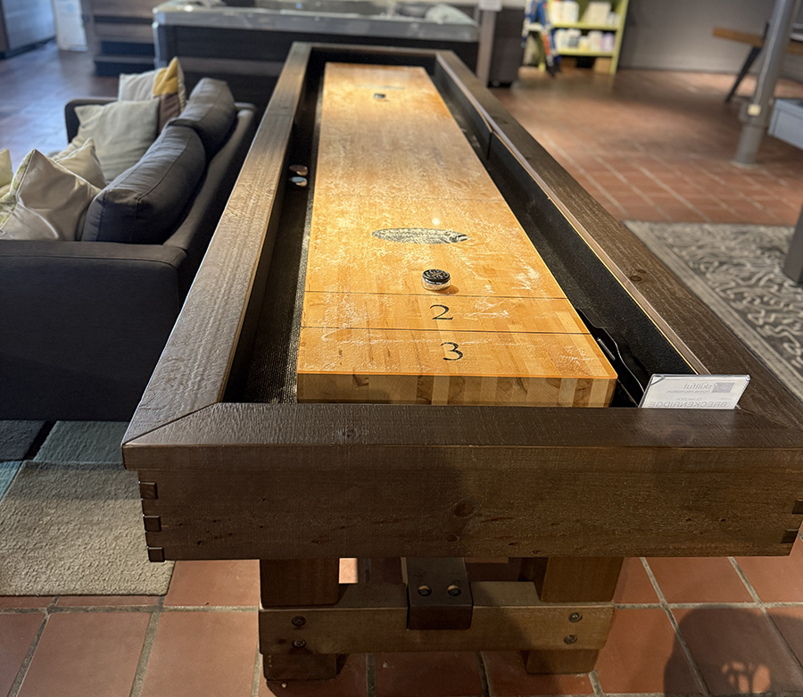 Shuffleboard for sale on Skillful Home showroom floor