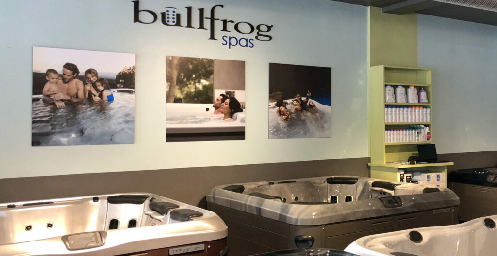 Bullfrog Spas Hot Tubs in Showroom