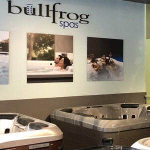 Bullfrog Spas Hot Tubs in Showroom
