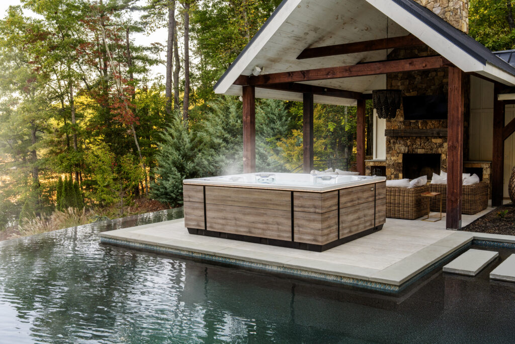 Steaming Bullfrog Spa Hot Tub- available from Skillful Home Recreation Portland, Maine